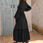 Layla Tie Neck Balloon Sleeve Midi Dress