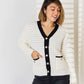 Contrast Trim Button Up Cardigan