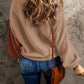 Contrast Round Neck Dropped Shoulder Sweater