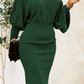 Ruched Lantern Sleeve Dress