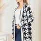Woven Right Houndstooth Open Front Longline Cardigan