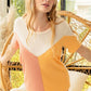 BiBi Round Neck Color Block Short Sleeve Knit Sweater - Brand BiBi
