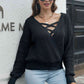 KnittedEmporium Crisscross Surplice Neck Long Sleeve Sweater