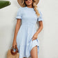 Women's Full Size Smocked Flounce Sleeve Ruffle Hem Dress