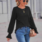 Full Size Round Neck Flounce Sleeve Blouse