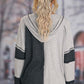 Exposed Seam Color Block Hoodie with Drawstring