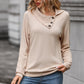 Decorative Button Long Sleeve Top