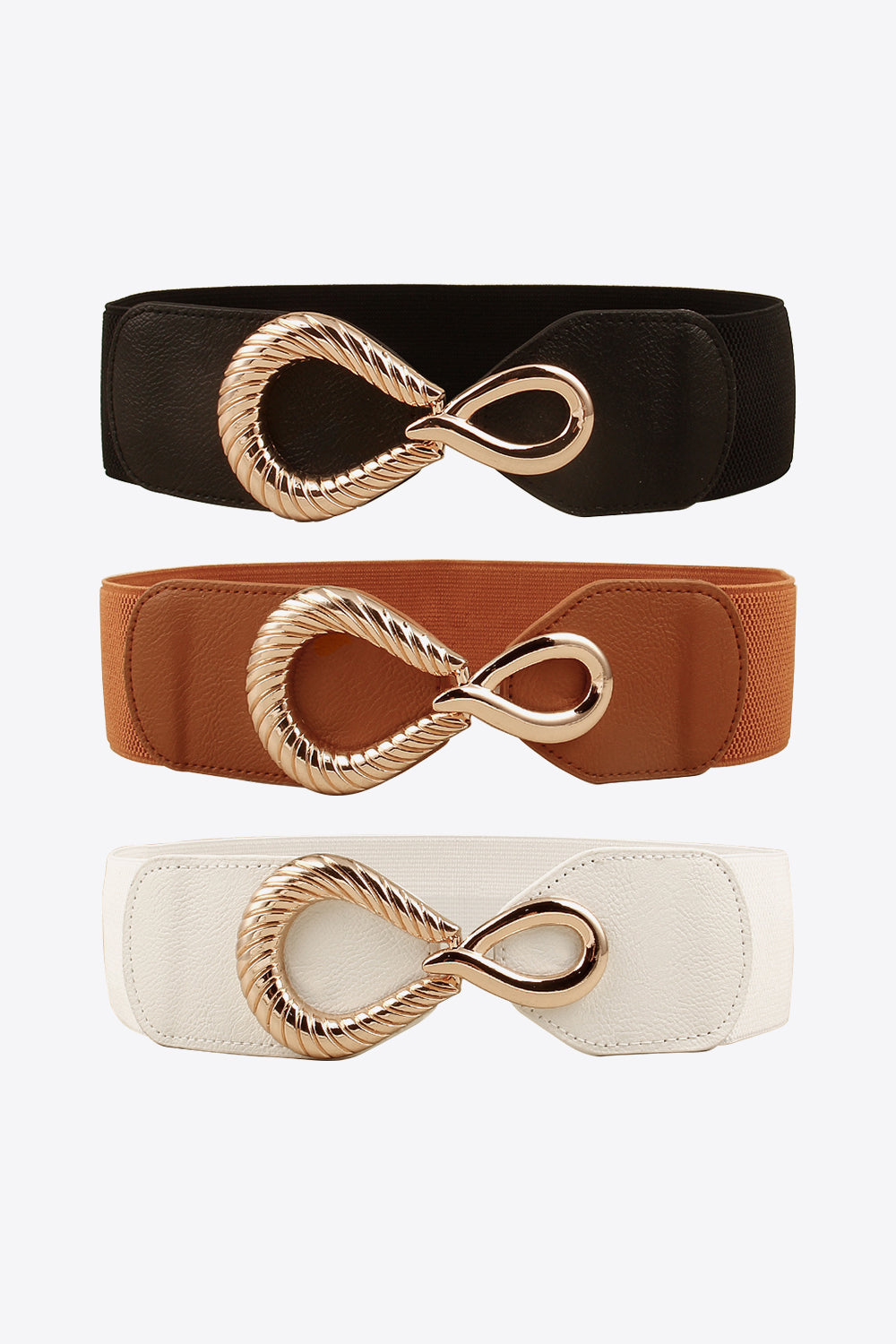 Women's Ribbed Alloy Buckle Elastic Belt