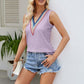 Contrast Eyelet V-Neck Tank