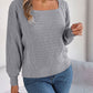 Chic Babe' Square Neck Mixed Knit Sweater 🦋