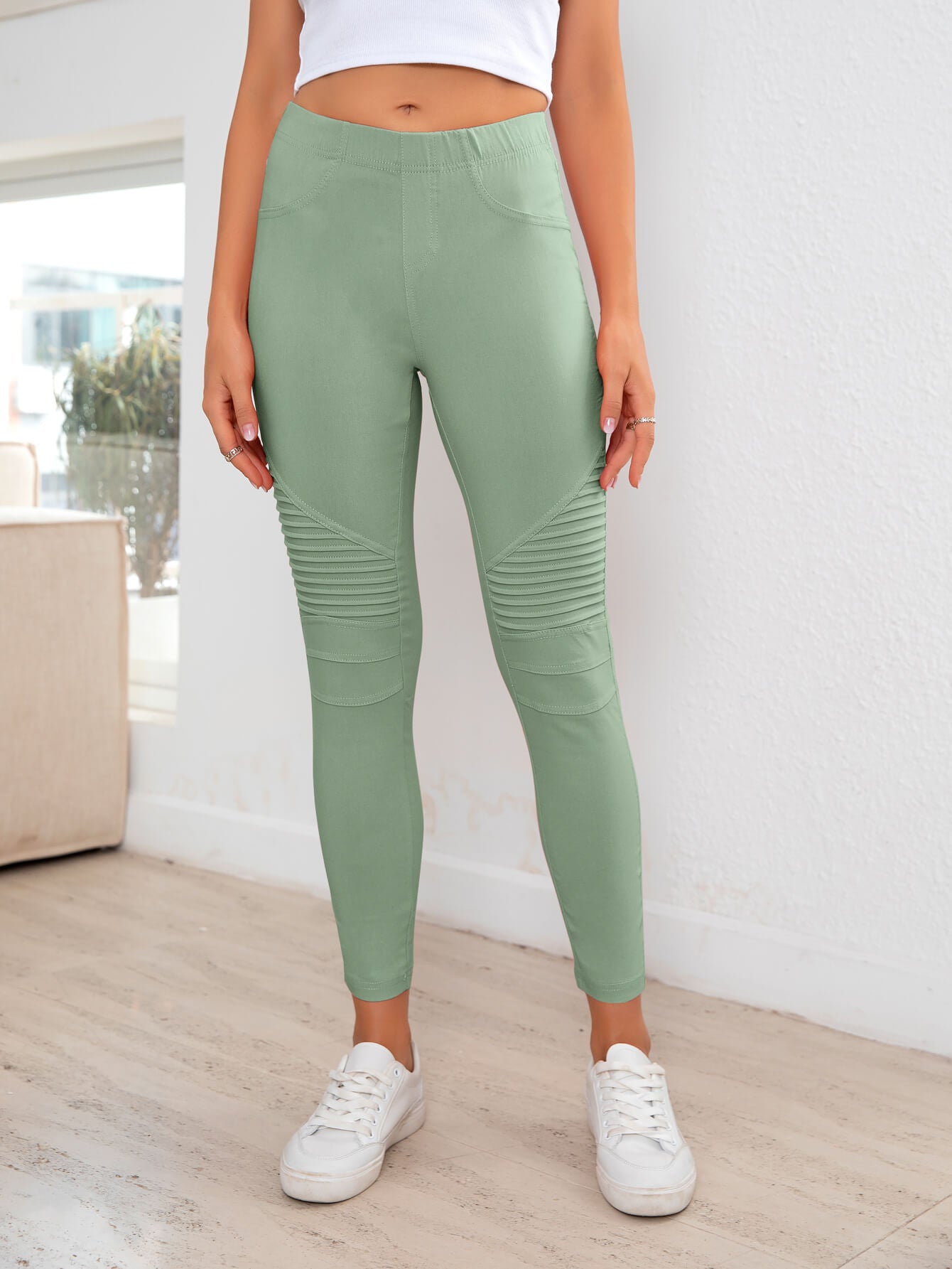 QUINN AMIR Ribbed Detail Leggings