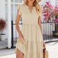 Ruched Notched Cap Sleeve Dress