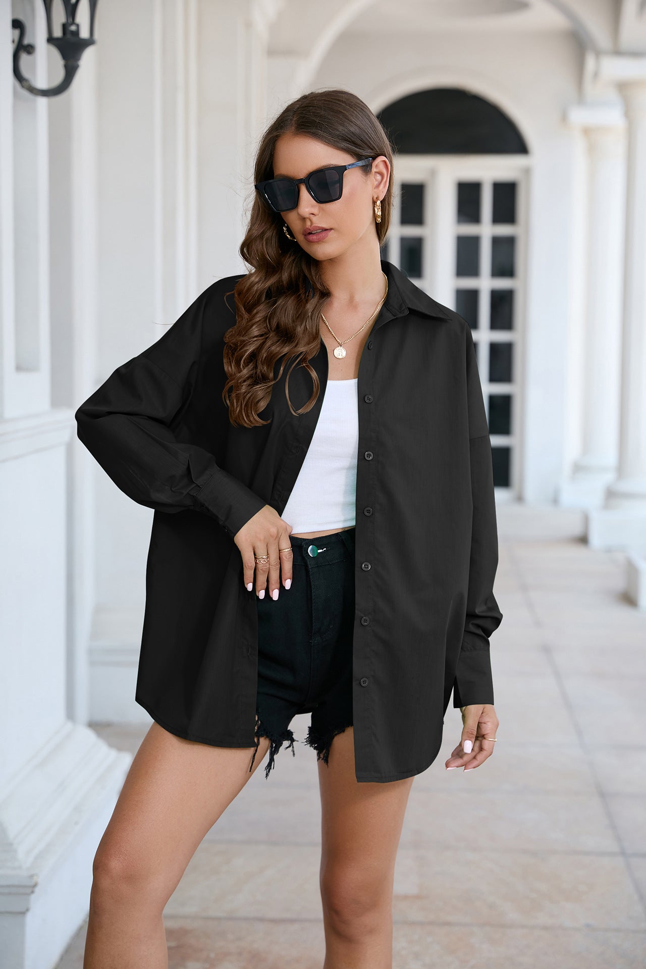 Full Size Dropped Shoulder Longline Shirt