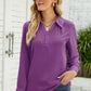 Full Size Swiss Dot Johnny Collar Blouse