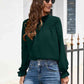 Smocked Mock Neck Swiss Dot Top