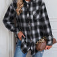 Plaid Button Up Dropped Shoulder Outerwear