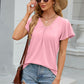 V-Neck Flutter Sleeve T-Shirt