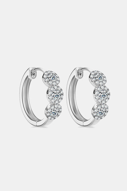 Moissanite 925 Sterling Silver Huggie Earrings | Length 0.64" Moissanite 0.07*6 Weight 0.1oz