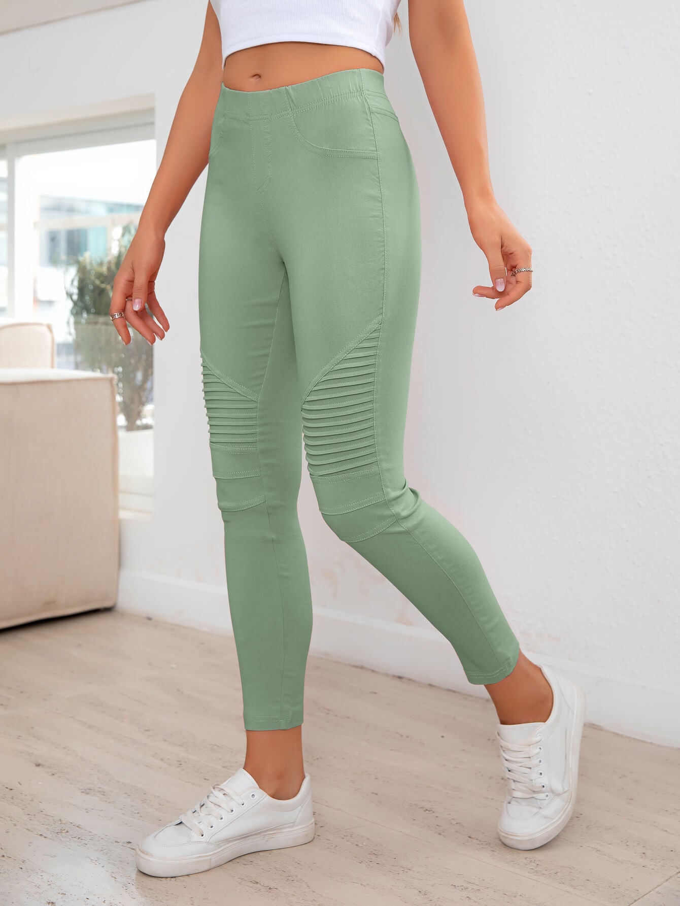 QUINN AMIR Ribbed Detail Leggings