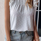 Women's Swiss Dot Tassel Detail Round Neck Blouse