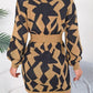 Hannah Contrast Round Neck Cutout Long Sleeve Mini Sweater Dress