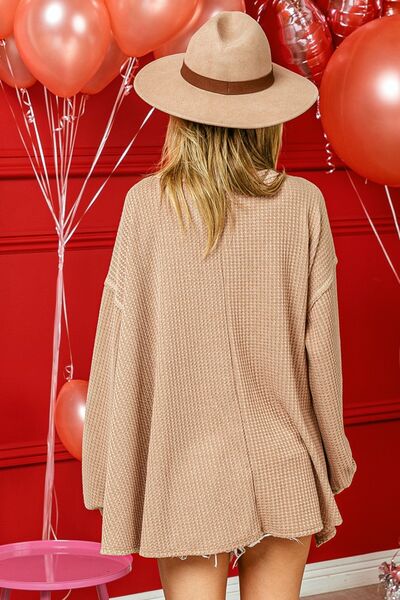 BiBi V-Neck Waffle Uneven Hem Top - Brand BiBi