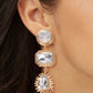 Geometrical Shape Zinc Alloy Frame Glass Dangle Earrings