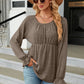 Round Neck Flounce Sleeve Blouse