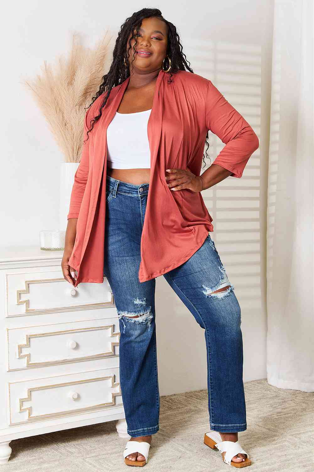 Culture Code Full Size Open Front Cardigan *
