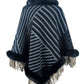 Contrasting Beauty One Size Striped Fringe Hem Poncho