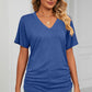 Ruched V-Neck Short Sleeve T-Shirt