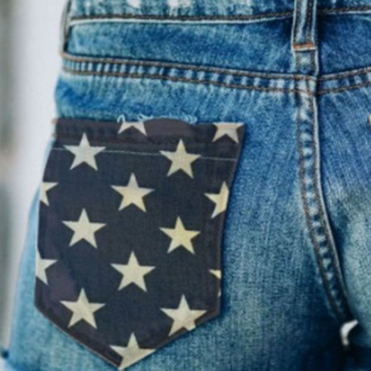 Full Size US Flag Distressed Denim Shorts