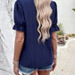 Eyelet Mock Neck Flounce Sleeve Blouse