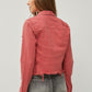 RISEN Raw Hem Button Up Cropped Denim Jacket