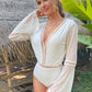 EillyBazar Lace Tie-Back Plunge Bodysuit