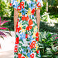 Women's Floral Notched Balloon Sleeve Midi Dress