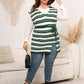 Plus Size Striped Colared Neck Tied Front Sweater Vest