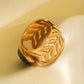 18k Women's Gold Plated Malachite Leaf Ring