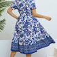 Plus Size Floral Flounce Sleeve Surplice Dress