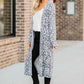 Cloudy Blue Open Front Leopard Cardigan