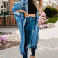 One Size Printed Tassel Trim Open Front Cardigan