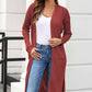 Full Size Open Front Slit Cardigan with Pockets