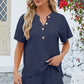 Adryane Jay Notched Button Detail Dropped Shoulder Top and Shorts Set