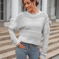 Hannah&Mea Round Neck Openwork Long Sleeve Pullover Sweater