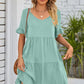 SO BOHO Full Size V-Neck Flounce Sleeve Tiered Dress