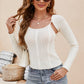 ZELDAMARIE Scoop Neck Long Sleeve Knit Top