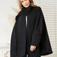 HEYSON Full Size Open Front Black Cardigan with Scarf Design