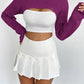 Full Size Distressed Long Sleeve Cropped Sweater