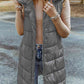 Full Size Longline Hooded Sleeveless Puffer Vest