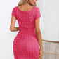 Decorative Button Round Neck Short Sleeve Sweater Dress